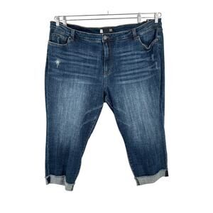 Kut from the Kloth jeans Amy Crop Straight Leg Roll-Up Fray Prestigious 24W
